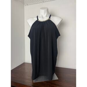 INC Black Halter with Gold Metal Detailed Neckline 1X NWT